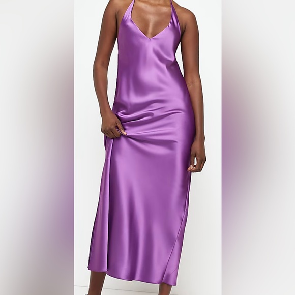 River Island Dresses River Island Purple Satin Backless Slip Midi